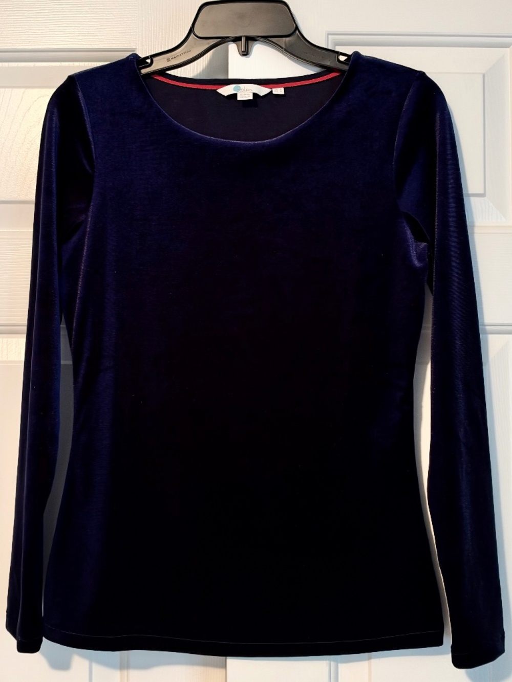 Boden Velvet Long Sleeve Top Size 4 Navy
